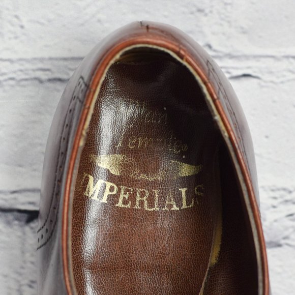 Vintage Men's Allan Temple Imperials Brown Leather Cap Toe Oxford Dress Shoes - Picture 7 of 8